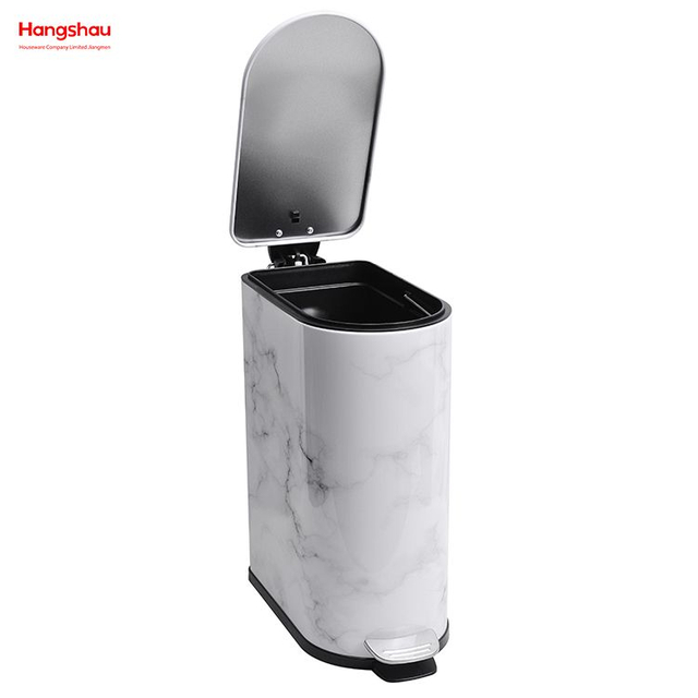 10L Household Stripe Printing Pedal Waste Bin DustBin Bathroom Trash Can Metal Morden Style Dustbin Garbage Can Lid Powder Coating For Indoor Trash Can