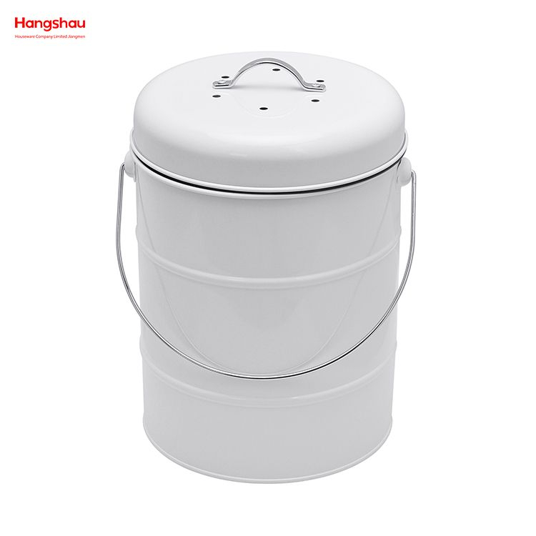 Waste Bin with Handle Open Top Trash Bin Lid Detached From Compost Bin Household Kitchen Round Food Compostable Compost Bin 