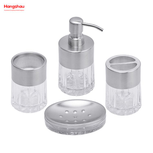 PP Family Soap Dispenser Toothbrush Holder Tumbler Soap Dish Bathroom Accessories Luxury Set Transparent Plastic Luxury 