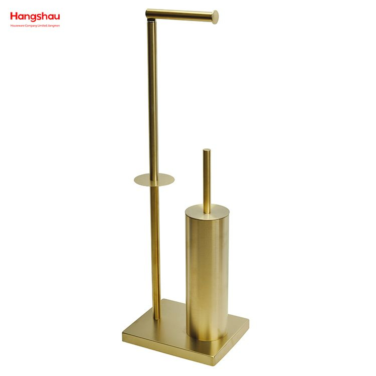 Aureate Brushed And Anti-fingerprint Lacquer Spraying Metal Toilet Brush Holder Lacquer Spraying Free Standing Stainless Steel Toilet Brush And Paper Holder Standing 