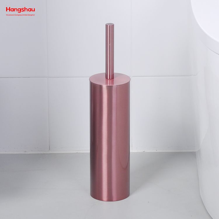 Shiny Varnished Stainless Steel Standing Toilet Brush Metal Bathroom Toilet with Holder Plastic Brush Cleaning Set 