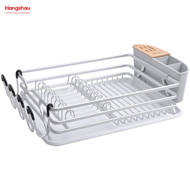 Kitchen Dish Rack Cup Holder Aluminum Alloy Dish Rack Metal Drying Plastic Dish Tray Rack over Sink Organizer Stand Dish Rack Countertop 