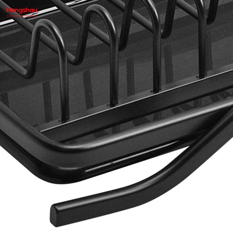 Black Powder Coated Aluminum Alloy Dish Rack Plastic Dish Tray Rack Kitchen Stand Dish Rack Countertop Dish Rack Cup Holder 