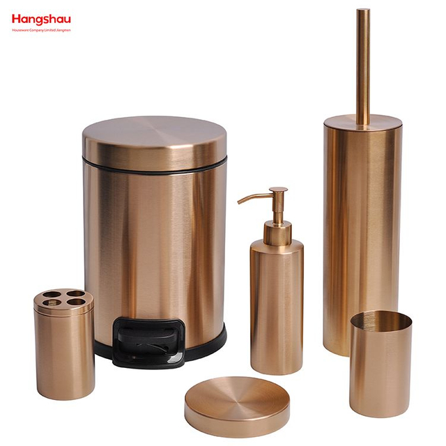Brushed And Electronic Rose Golden Bathroom Accessories Luxury Set Luxury Family Soap Dispenser Toothbrush Holder Tumbler Soap Dish Toiletbrush Holder Ceramic 