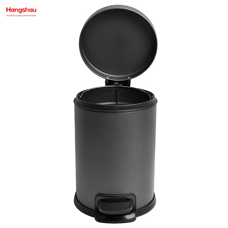 Brushed And Graphite Grey Lacquer Spraying Household Bathroom Stainless Steel 3L Pedal Trash Bin With Cover Closing Slowly And Mutely Round Trash Bin Waste Bin Dustbin