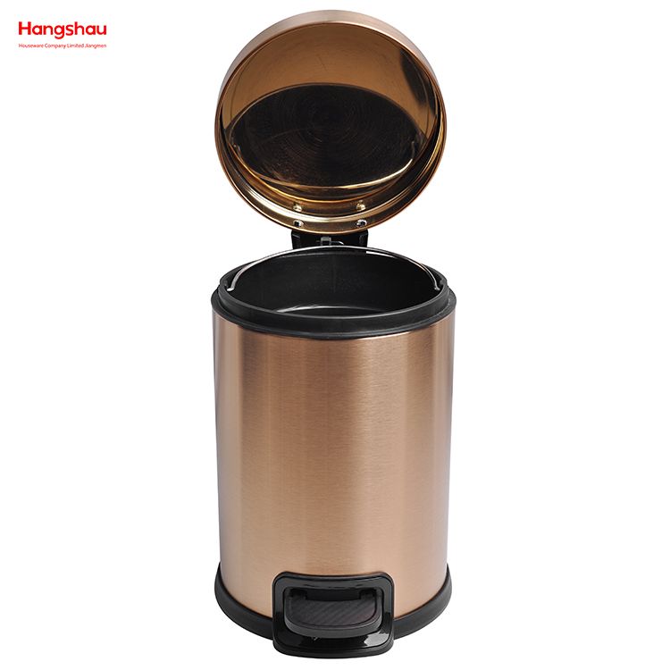 Rose Golden Household Bathroom Stainless Steel 3L Pedal Trash Bin With Cover Closing Slowly And Mutely Round Trash Bin Waste Bin Dustbin