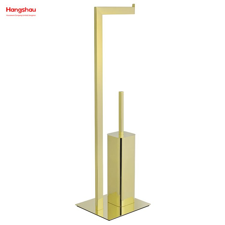 Aureate Square Tube Brushed And Anti-fingerprint Lacquer Spraying Metal Toilet Brush Holder Lacquer Spraying Free Standing Stainless Steel Toilet Brush And Paper Holder Standing 