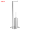 Luxury Mirror Polishing Standing Metal Toilet Brush Holder Square Tube Free Standing Stainless Steel Toilet Brush And Paper Holder