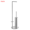 Luxury Mirror Polishing Free Standing Stainless Steel Toilet Brush And Paper Holder Standing Metal Toilet Brush Holder 