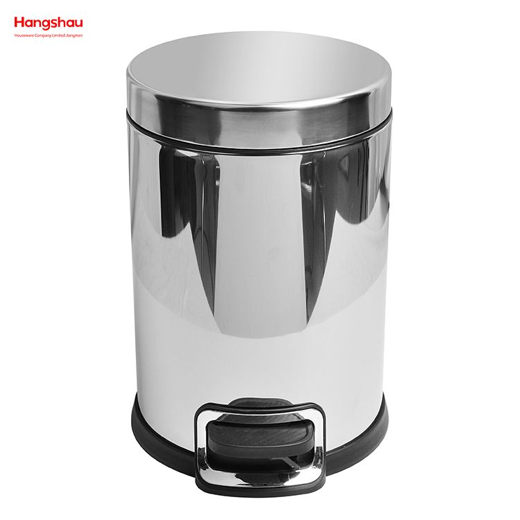 Mirror Polishing Household Bathroom Stainless Steel 3L Pedal Trash Bin With Cover Closing Slowly And Mutely Round Trash Bin Waste Bin Dustbin