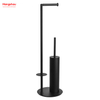 Black Powder Coated With Towel Rack Bathroom Cleaning Accessory Featuring Standing Metal Toilet Brush Holder And Paper Holder 