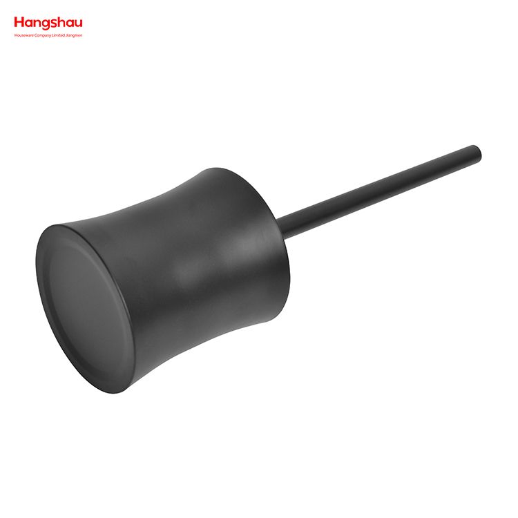 Bathroom Toilet Standing Metal Black Powder Coated Iron Toilet Brush with Holder Plastic Brush Cleaning Set