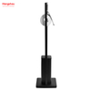Black Powder Coated Standing Metal Toilet Brush Holder Lacquer Spraying Metal Free Standing Stainless Steel Toilet Brush And Paper Holder