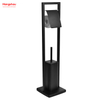 Black Powder Coated Standing Metal Toilet Brush Holder Lacquer Spraying Metal Free Standing Stainless Steel Toilet Brush And Paper Holder
