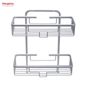 2 Layer Aluminium Bathroom Corner Rack With Metal Shower Caddy Bath Storage Rack Wall Shelf Mounted 