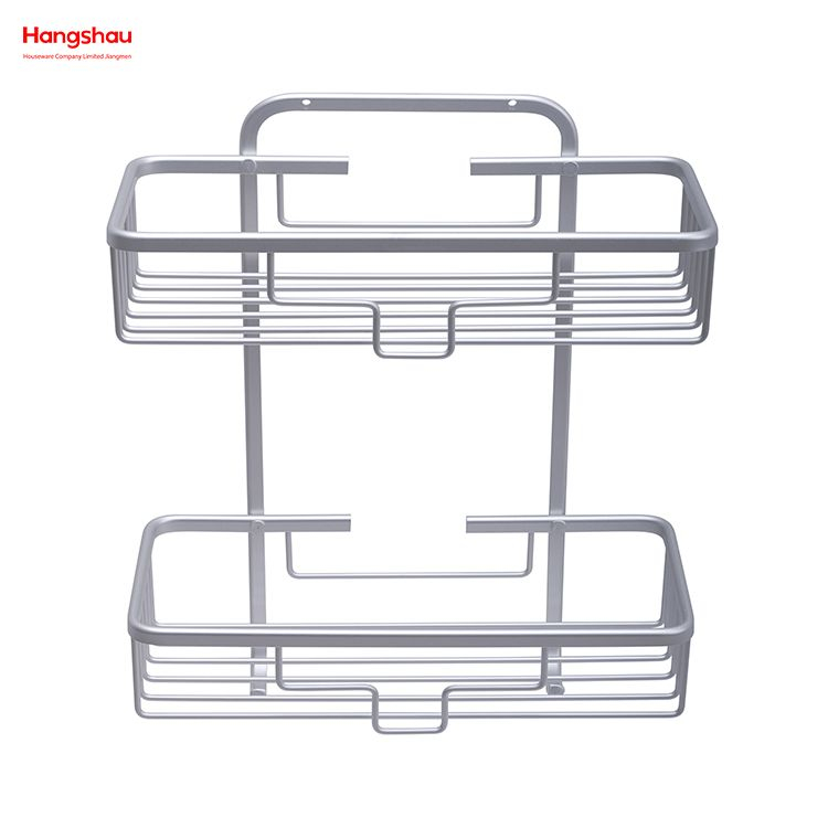 2 Layer Aluminium Bathroom Corner Rack With Metal Shower Caddy Bath Storage Rack Wall Shelf Mounted 