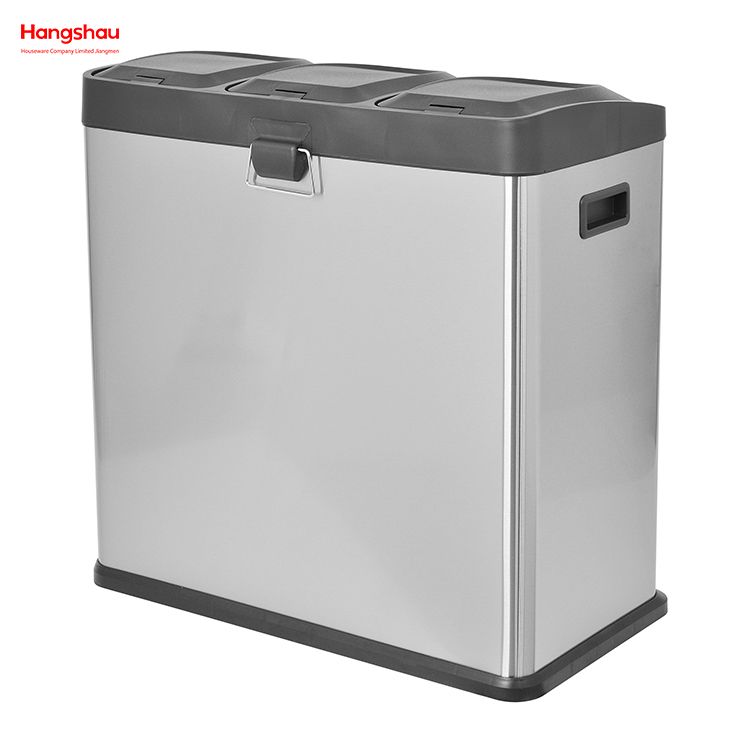 60L Stainless Steel Kitchen Garbage Classification Waste Cafeteria Sorting Garbage Bins Sealing And Odor Prevention Environment protection Classification Recycle Bin