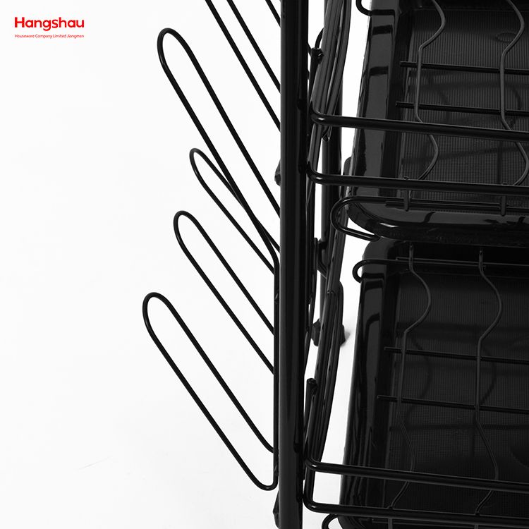 Iron Three-Tier Dish Rack Sink-Top Dish Rack Storage Cabinet Standing Dish Rack Kitchenware Storage