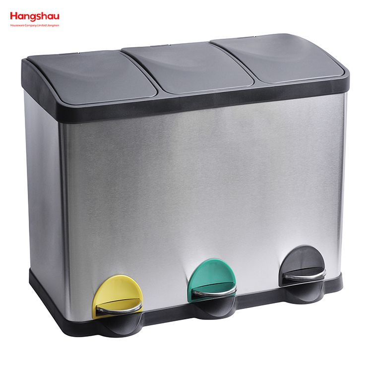 45L Stainless Steel Environment protection Classification Trash Can Kitchen Garbage Classification Waste Cafeteria Sorting Garbage Bins Sealing And Odor Prevention