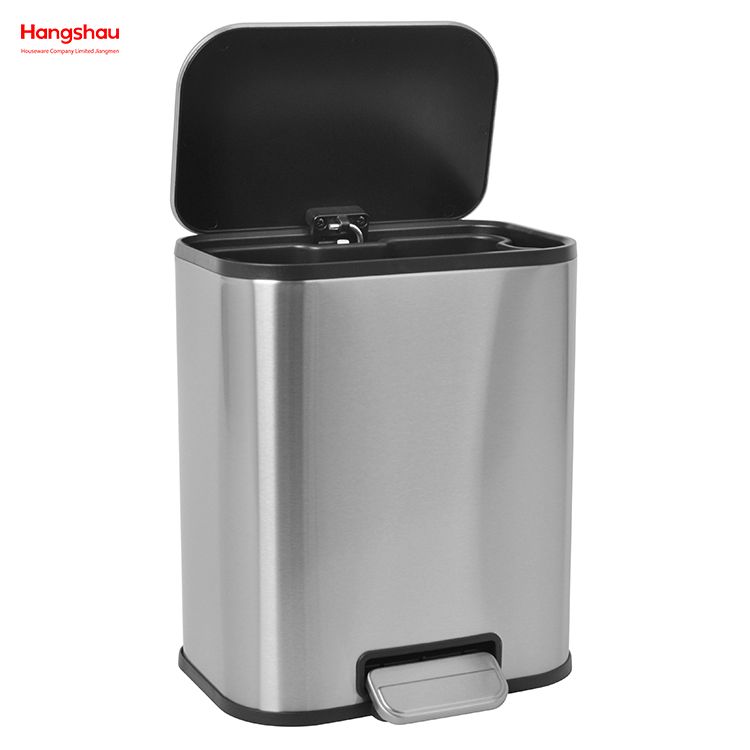 Large Capacity 5l Hotel Dual Garbage Can Stainless Steel Dustbin Custom Printed Metal Foot Pedal Trash Can