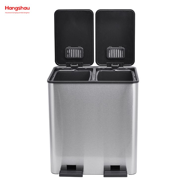 40L Waste Cafeteria Sorting Garbage Bins Outdoor Stainless Steel Environment protection Classification Trash Can Kitchen Garbage Classification
