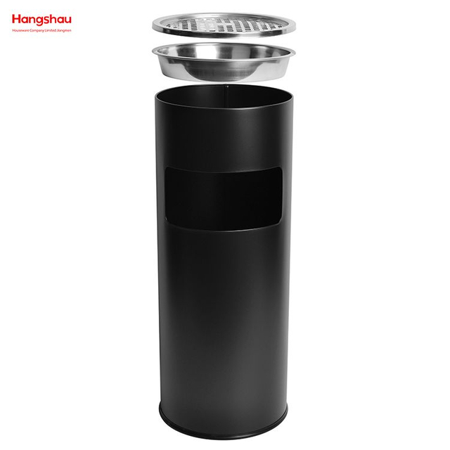 17L Round Ashtray Dustbin Metal With An Ashtray In The Hotel LobbyTrash Can Ashtrays in Public Places Waste Bins Smoking Area Trash Can Stainless Steel