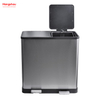 60L Sealing And Odor Prevention Environment protection Classification Trash Can Kitchen Garbage Classification Waste Cafeteria Sorting Garbage Bins Stainless Steel