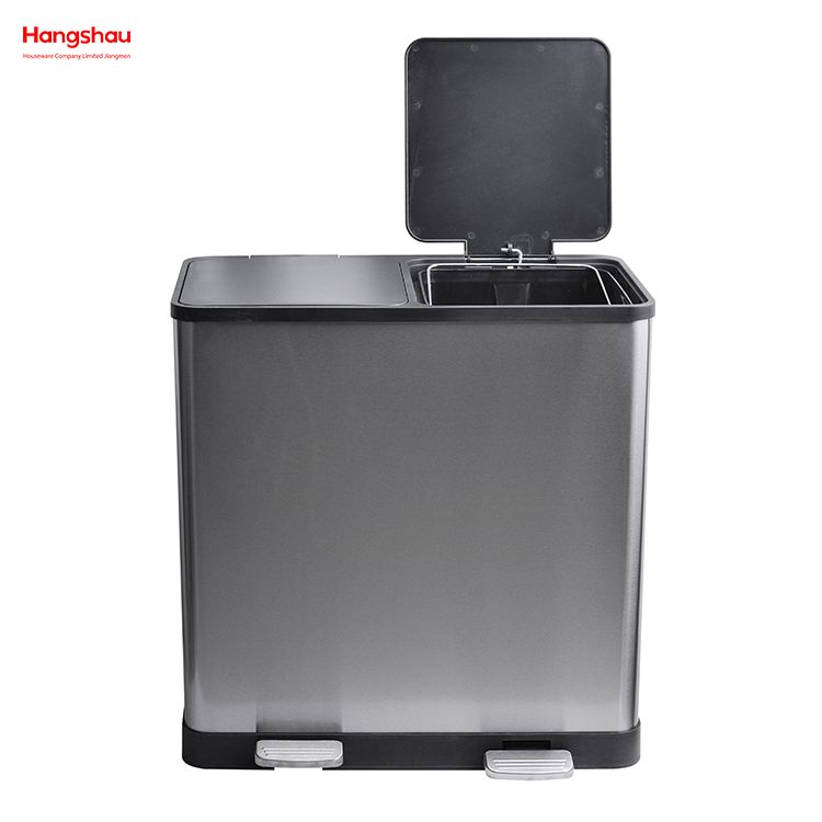 60L Sealing And Odor Prevention Environment protection Classification Trash Can Kitchen Garbage Classification Waste Cafeteria Sorting Garbage Bins Stainless Steel
