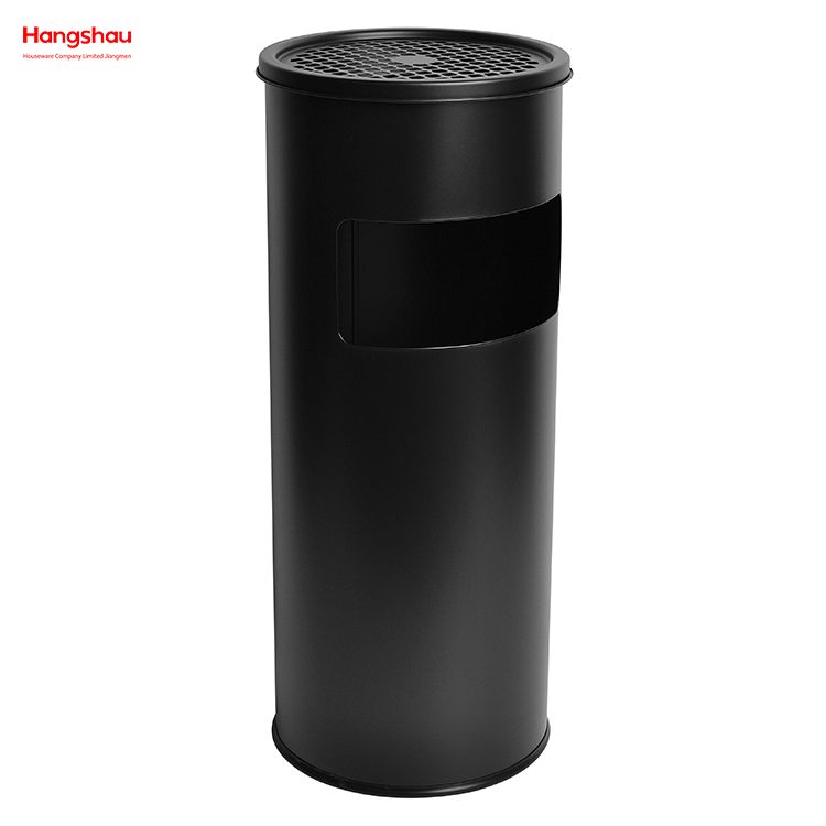 17L Metal With An Ashtray In The Hotel LobbyTrash Can Smoking Area Trash Can Stainless Steel Round Ashtray Dustbin Ashtrays in Public Places Waste Bins