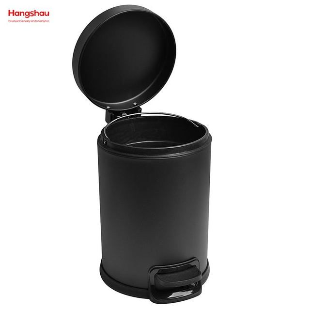 Household Bathroom Stainless Steel Black Lacquer Spraying 3L Pedal Trash Bin With Cover Closing Slowly And Mutely Round Trash Bin Waste Bin Dustbin