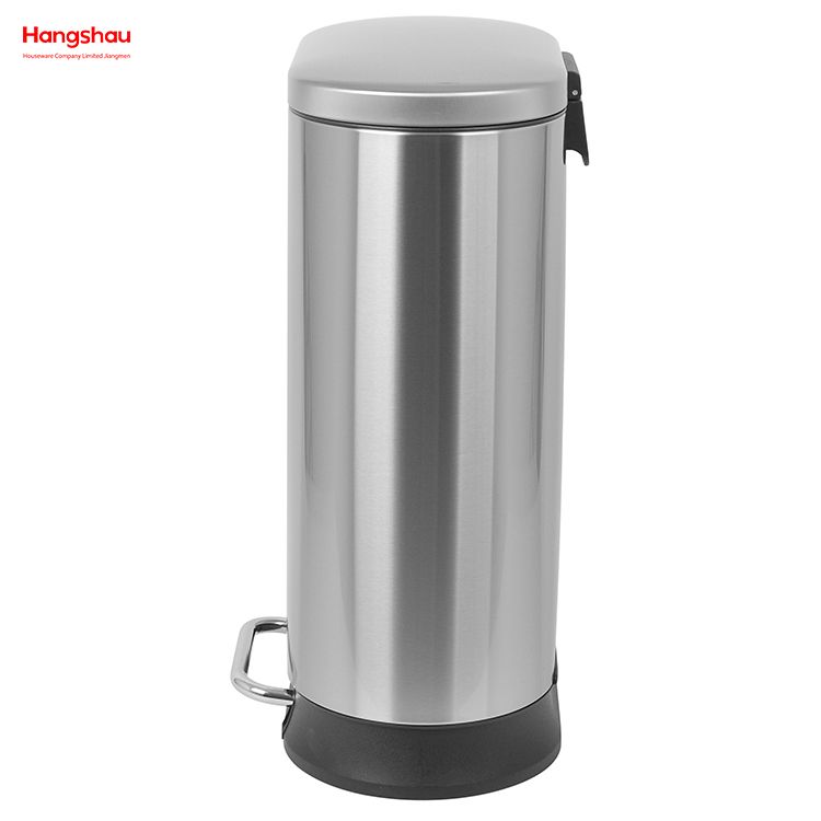Modern Houseware 410 Stainless Steel 30l Pedal Trash Bin With Cover Closing Slowly And Mutely Round Trash Can
