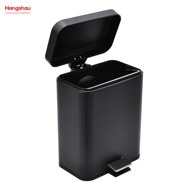5L Square Bathroom Trash Can Waste Bin Dust Bins For Indoor Trash Can Metal Powder Coating Household Pedal Morden Style Dustbin Garbage Can