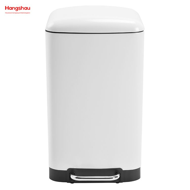 30L Custom Colorful Rectangular Silent Closing Foot Pedal Stainless Steel Garbage Trash Bin For Kitchen Office Trash Can