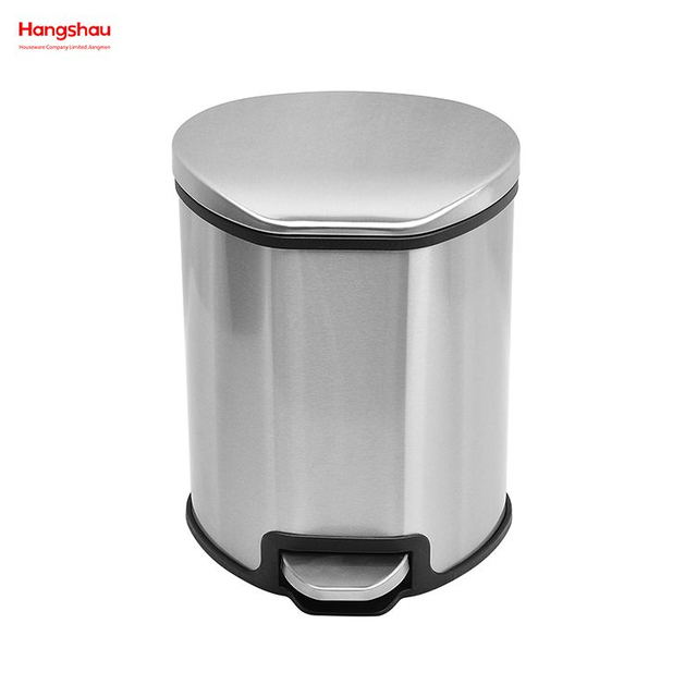 5L S/S Round Pedal Bin with Soft Close Device Bathroom Stainless Steel Trash Can with Foot Pedal Special Shaped Garbage Bin