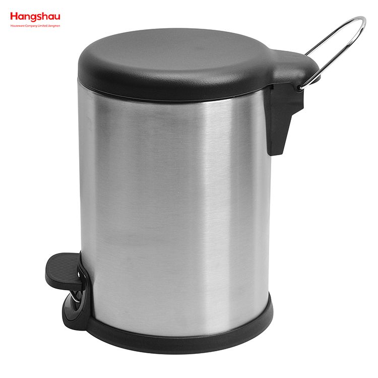 Modern Houseware Products Stainless Steel 410# 3L Pedal Trash Bin With Plastic Cover Closing Slowly And Mutely Round Trash Bin Waste Bin Dustbin