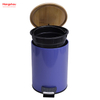 5L Bathroom Trash Can Metal Morden Style Dustbin Garbage Can Bamboo Lid Powder Coating Household Pedal Waste Bin Bamboo Dust Bins For Indoor Trash Can 