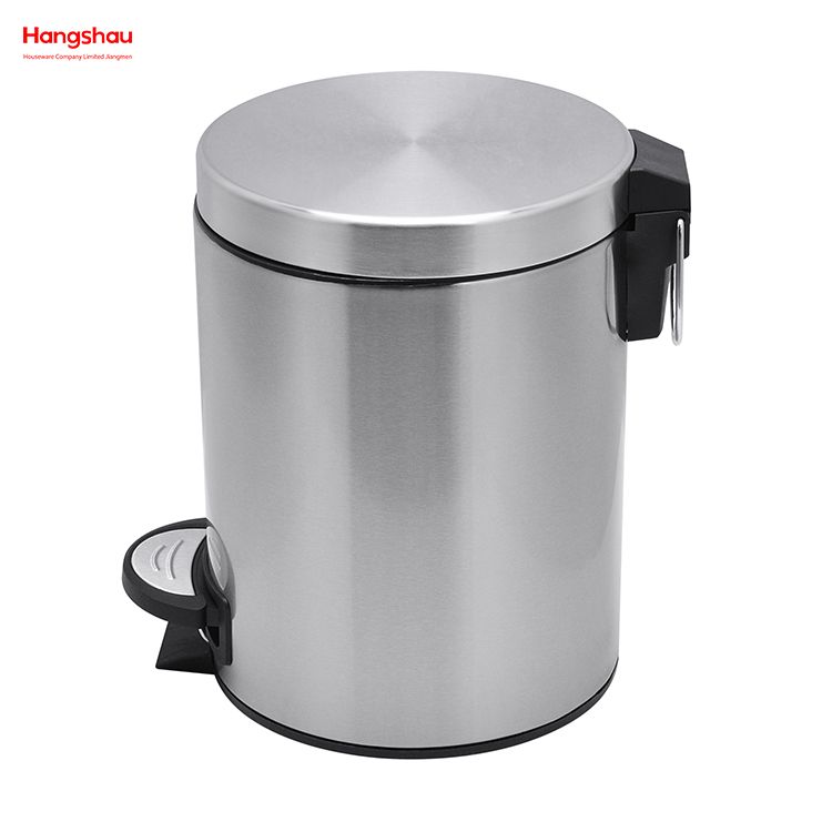5L Round Trash Can with Removable Inner Wastebasket, Bathroom Trash Can Stainless Steel Foot Pedal Bin