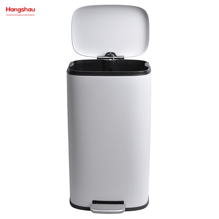 30L Hotels Cafeteria Custom Colorful Rectangular Silent Closing Foot Pedal Dustbin Lobby Stainless Steel Garbage Trash Bin For Kitchen waste Office Trash Can