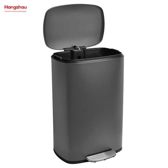 50L Large Capacity Lobby Stainless Steel Garbage Trash Bin For Kitchen Waste Office Trash Can Hotels Cafeteria Custom Colorful Rectangular Foot Pedal Dustbin 