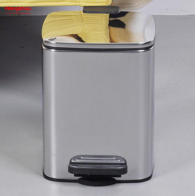 6-litre Stainless Steel Waste Bin Pedal Soft Close Trash Can With Foot Pedal Garbage Bin