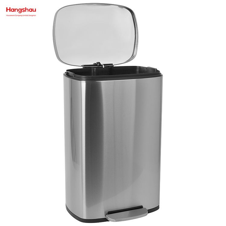 Hotel 50L Rectangular Commercial Litter Bin Trash Container Shopping Mall Trash Bin Stainless Steel