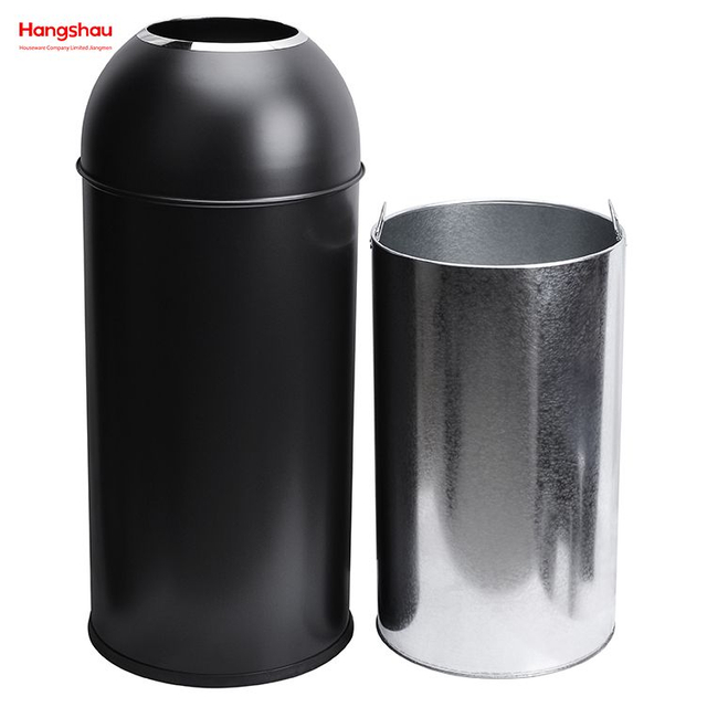 90L Hotel Square Outdoor Garden Waste Bin Trash Can Black Pop Up Open Top Waste Trash Bin
