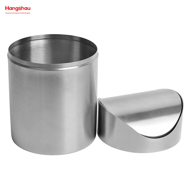 3.5L stainless steel round push bin Swing Lid Waste Bin Hotel Room Metal Trash Bin Waste Bin Dustbin Steel Recycle Bin Metal Trash Can With Cover Lid