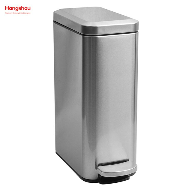 8L Stainless Steel Rectangular Pedal Bin Hotel Dust Bin Stainless Steel Foot Pedal Dustbin With Rubbish Bin Garbage For Kitchen Hotel Office Trash Can