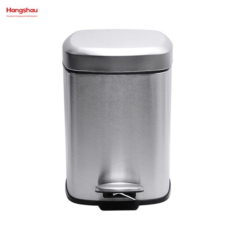 6L Square Stainless Steel Foot Pedal Dustbin Hotel Dust Bin Stainless Steel Foot Pedal Dustbin With Rubbish Bin Garbage For Kitchen Hotel Office Trash Can