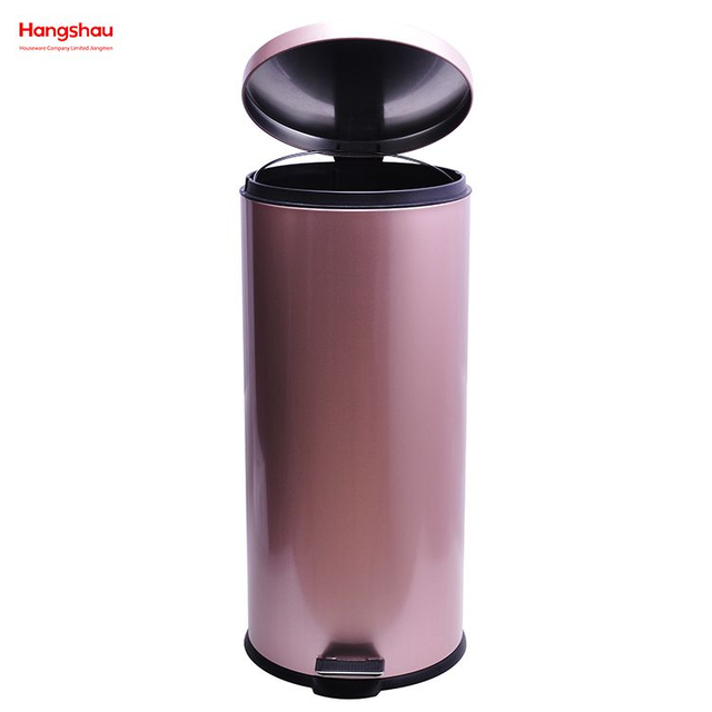 30L Metal Morden Style Dustbin Garbage Can Lid Powder Coating For Indoor Trash Can Household Stripe Pedal Waste Bin DustBin Bathroom Trash Can 