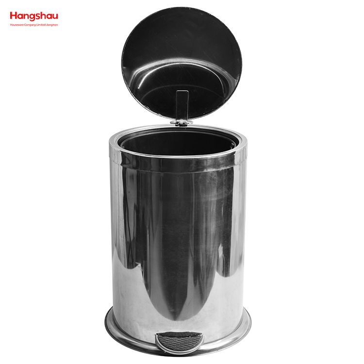 12L Bathroom Round Stainless Steel Polish Trash Can With Foot Pedal Trash Bin Household Kitchen Mirror Polishing Shape Soft Closing Waste Bin Dustbin Garbage Can 