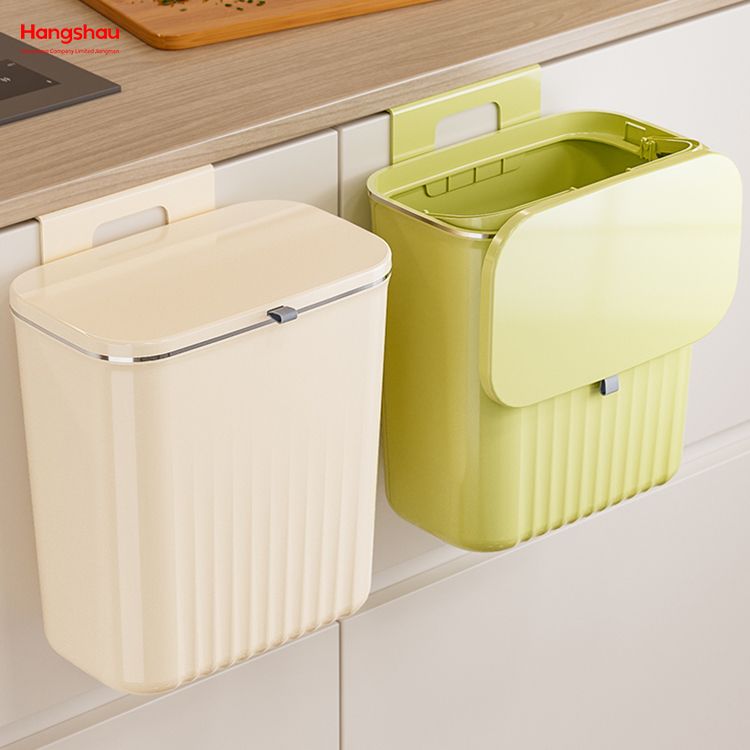 9L Hanging Trash Can Installable Indoor Cupboard Wall-mounted Kitchen Counter Compost Bin