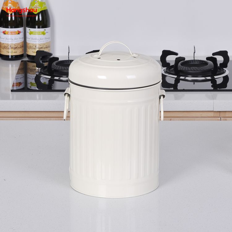 Stainless Steel Kitchen Compost Bin Countertop Table Garbage Container Odor-free Compost Bin