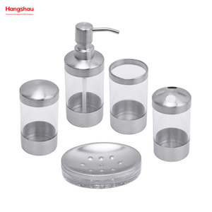 Bathroom Accessories Luxury Set Transparent Plastic Luxury PP Family Soap Dispenser Toothbrush Holder Tumbler Soap Dish 